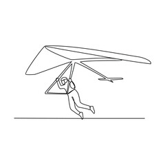 One continuous line drawing of paragliding sport vector illustration. Paragliding, an exhilarating dance with the wind and sky. Paragliding is both art and adventure. Sports design in simple linear.