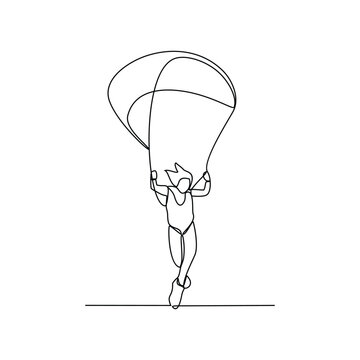 recommend clip art: One continuous line drawing of paragliding sport vector illustration. Paragliding, an exhilarating dance with the wind and sky. Paragliding is both art and adventure. Sports design in simple linear.