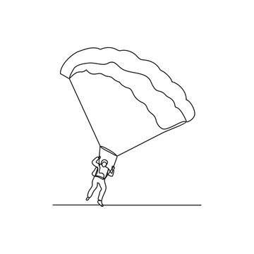 recommend clip art: One continuous line drawing of paragliding sport vector illustration. Paragliding, an exhilarating dance with the wind and sky. Paragliding is both art and adventure. Sports design in simple linear.