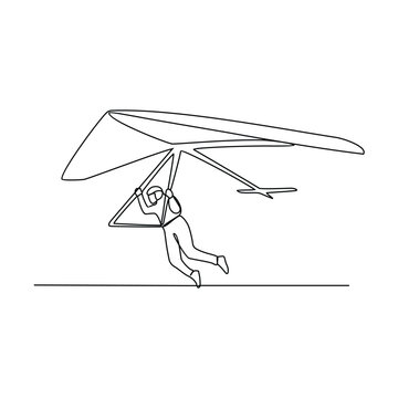 recommend clip art: One continuous line drawing of paragliding sport vector illustration. Paragliding, an exhilarating dance with the wind and sky. Paragliding is both art and adventure. Sports design in simple linear.
