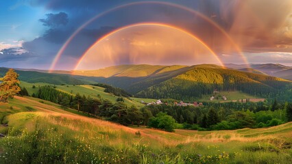 Obraz premium rainbow over the mountains