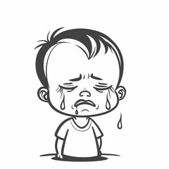Obraz premium stick figure of crying baby simple draw sticker