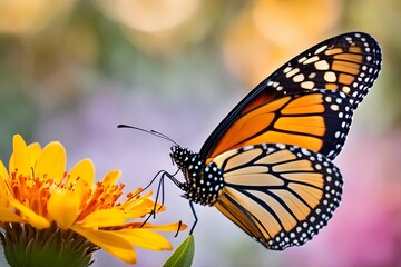 A butterfly is sitting on a yellow flower