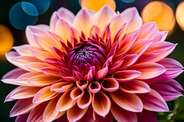 A large pink and orange flower with a yellow center - Powered by Adobe