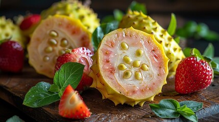 Soursop (Guanabana) - With a unique combination of strawberry and apple flavors, it&acirc;&euro;&trade;s often used in beverages and desserts. Minimal and Simple style