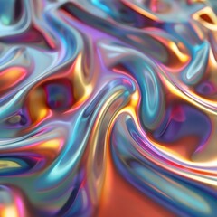 Fototapeta premium Shiny liquid metallic texture wavy design