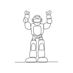 One continuous line drawing of Robot vector illustration. Programmable machine designed to perform specific tasks with a high degree of accuracy and repeatability in simple linear design illustration 
