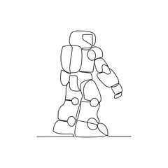 One continuous line drawing of Robot vector illustration. Programmable machine designed to perform specific tasks with a high degree of accuracy and repeatability in simple linear design illustration 