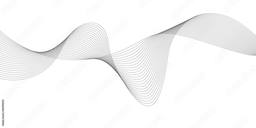 Poster abstract wavy grey stream element for design on transparent background isolated. frequency sound wav