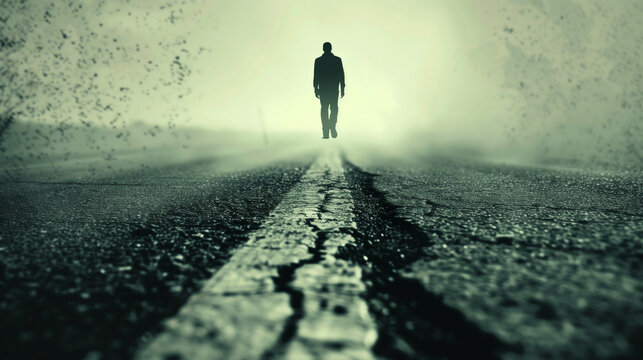 Walking lonely road dark fantasy picture