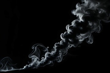 Obraz premium A long black smoke trail with a dark background