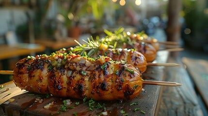 National Corn Dog Day Celebration: A Corn Dog Graces the Table at the Street Café