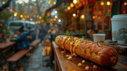 National Corn Dog Day Celebration: A Corn Dog Graces the Table at the Street Café