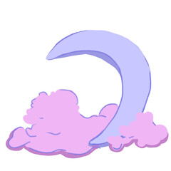 The moon and a cloud element isolated illustration