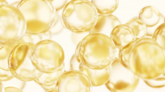Golden liquid oil bubble background, 3d rendering.
