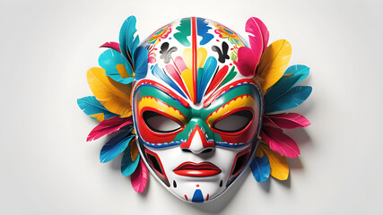 Mexican wrestling mask , mexican art, vivid, colorful white background, Generative AI