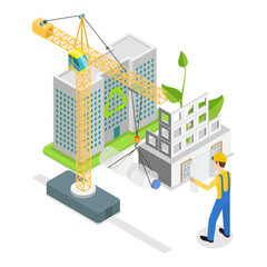 3D Isometric Flat Illustration of Eco Friendly Solutions, Innovative Green Technologies. Item 2