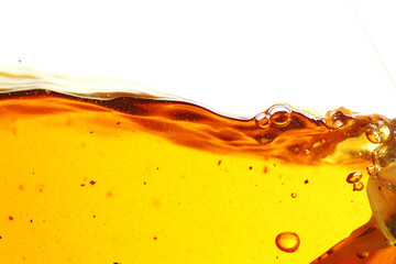 Close up shot of steeping tea bag in hot water