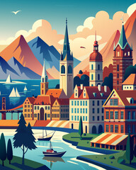 Isle of Wight, Calanques, Marseille Illustration Art. Travel Poster Wall Art. Minimalist Vector art