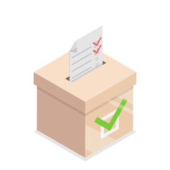 3D Isometric Flat Illustration of Voting Box Set, Poll and Survey. Item 2