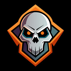 Fierce skull logo with red eyes and sharp, geometric design, perfect for esports teams, gaming communities, and branding. High-quality vector illustration conveying power, boldness, and sinister vibe