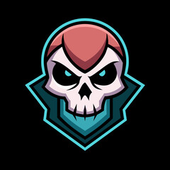 Fierce skull logo with blue eyes and sharp, geometric design, perfect for esports teams, gaming communities, and branding. High-quality vector illustration conveying power, boldness, and sinister vibe