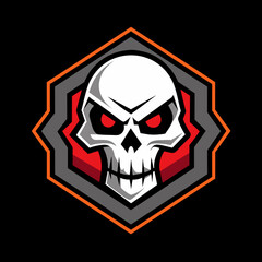 Fierce skull logo with red eyes and sharp, geometric design, perfect for esports teams, gaming communities, and branding. High-quality vector illustration conveying power, boldness, and sinister vibe