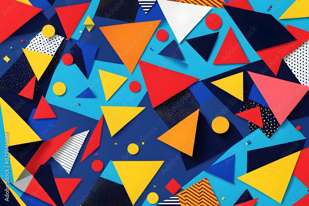 Poster a colorful abstract design with triangles and circles