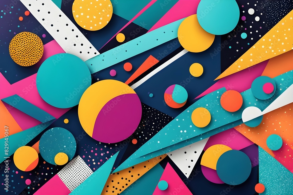 Aufkleber a colorful abstract painting with many different shapes and sizes of circles