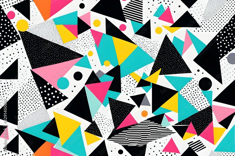 Poster a colorful abstract design with triangles and circles