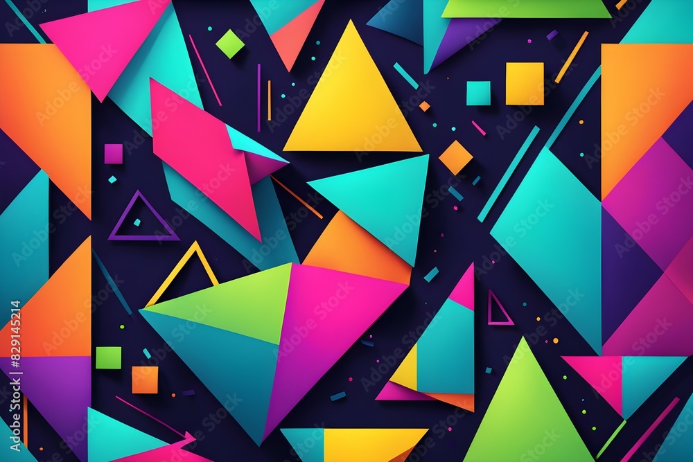 Poster a colorful abstract background with triangles and squares