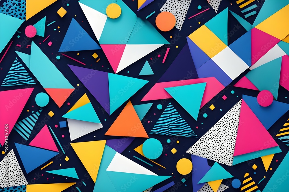 Poster a colorful abstract background with triangles and circles