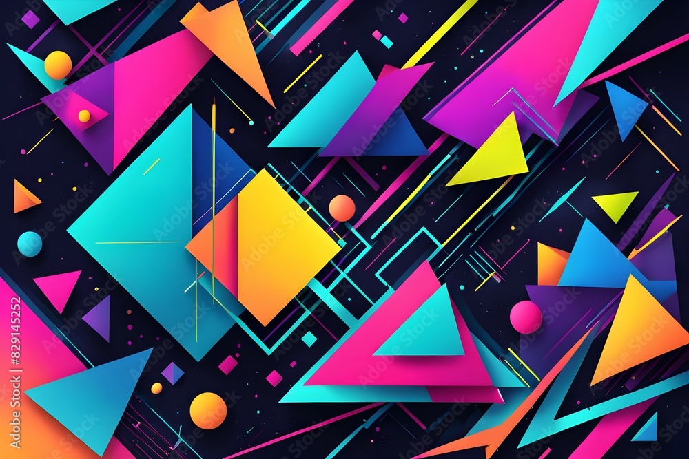Poster a colorful abstract background with triangles and squares