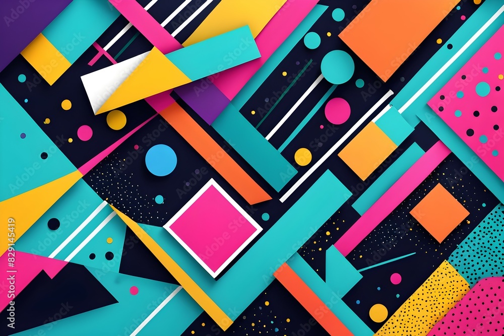 Poster a colorful abstract design with squares and triangles