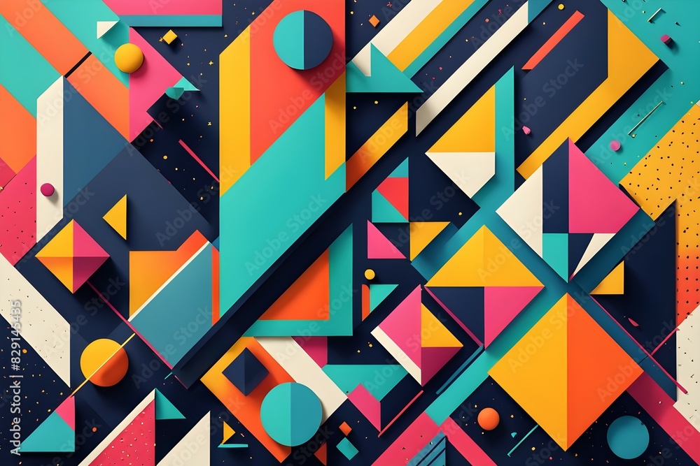 Poster a colorful abstract background with many shapes and triangles