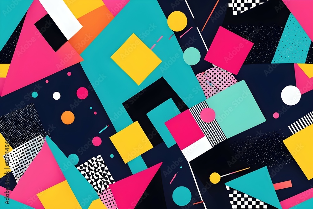 Poster a colorful abstract design with squares and circles