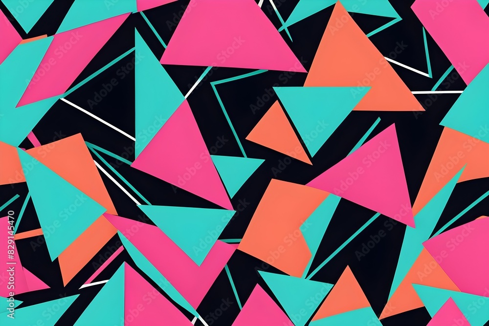 Poster a colorful pattern of triangles and squares