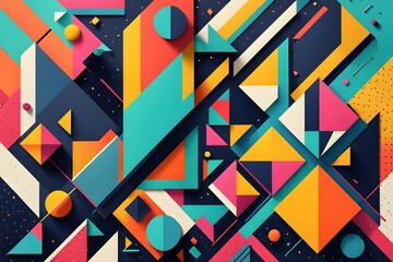 A colorful abstract background with many shapes and triangles