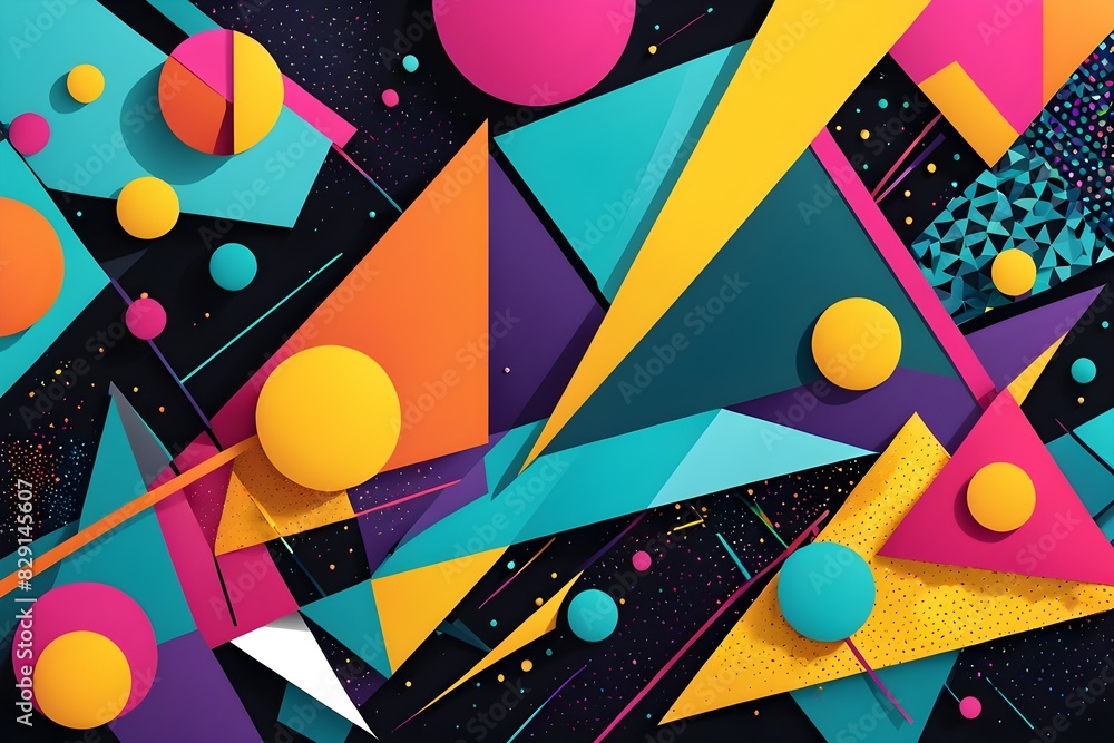 Poster a colorful abstract background with triangles and circles