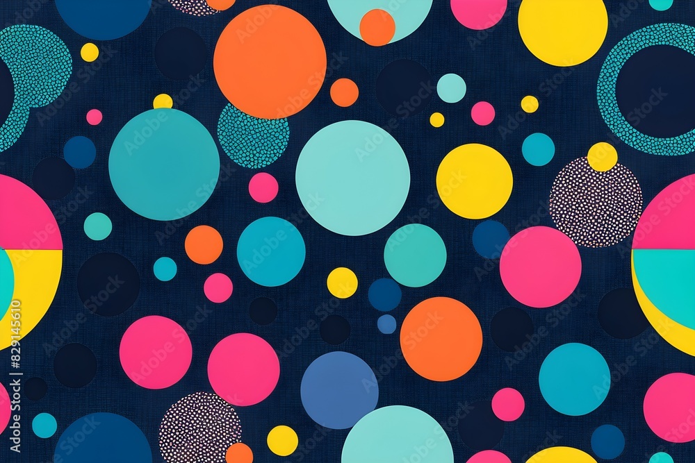 Poster a colorful pattern of circles is displayed on a blue background