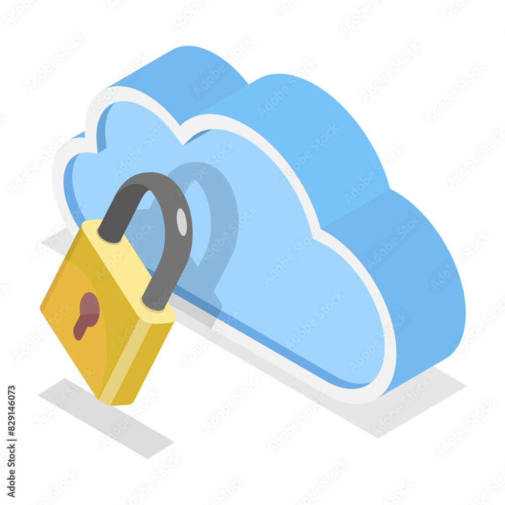 Poster 3d isometric flat icon set. cloud technologies, online services and data processing. item 14