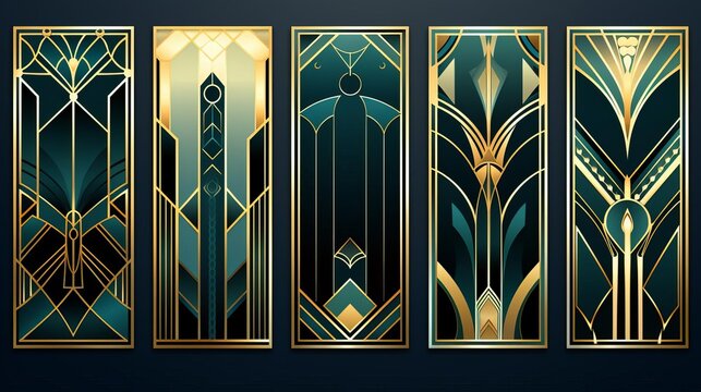 Chic art deco patterns with geometric shapes