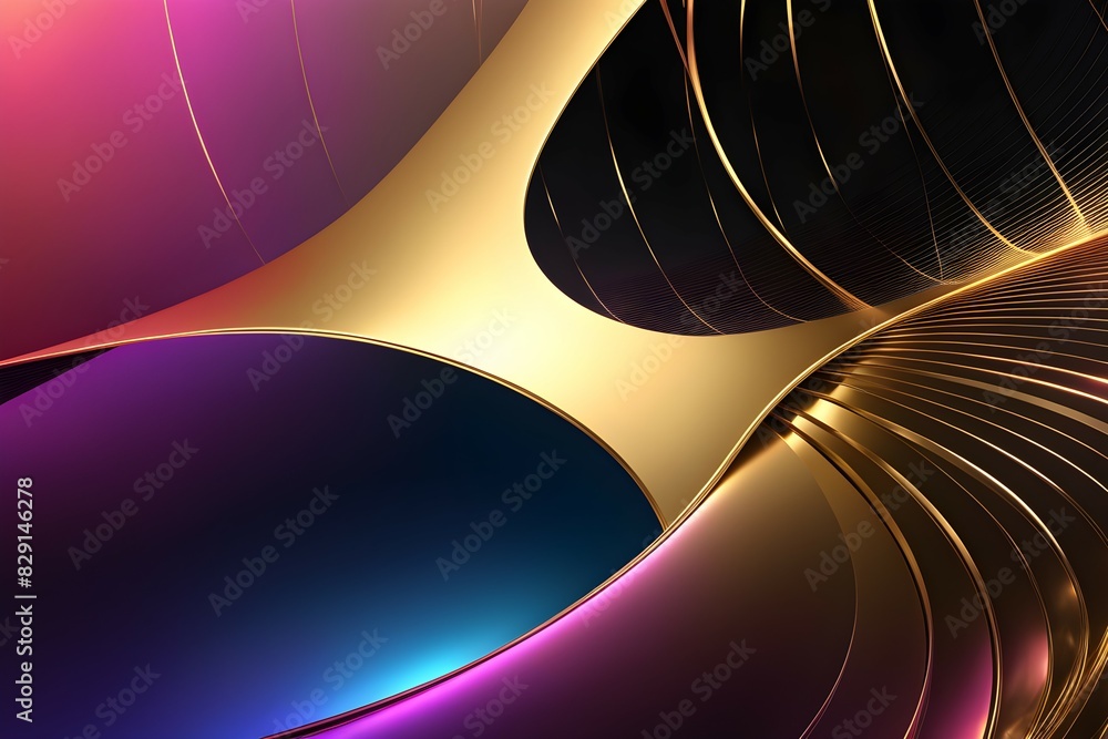 Poster a colorful, abstract image with a gold line running through it