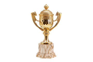 Runner-Up Gold Trophy Isolated on Transparent Background