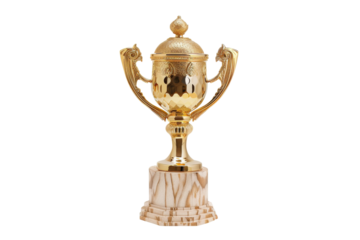 Runner-Up Gold Trophy Isolated on Transparent Background