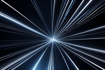 A bright blue light with white streaks is projected onto a dark background