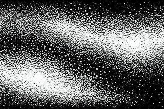 A black and white photo of a rocky surface with white specks