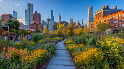 Fototapeta premium An urban park filled with people enjoying nature.