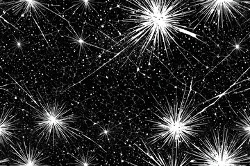 Obraz premium A black and white image of a starry sky with many white stars