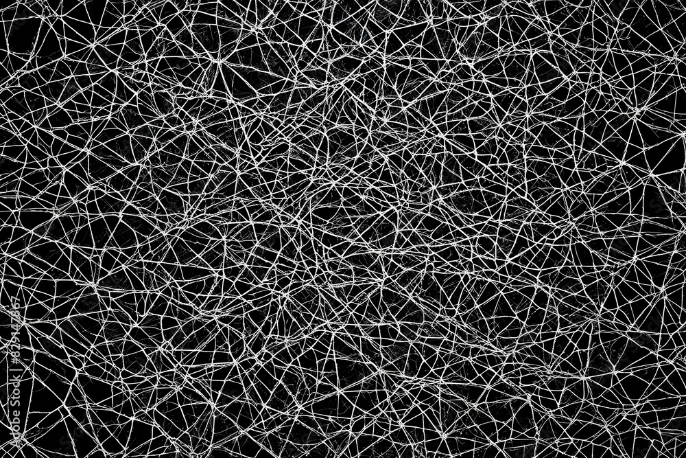 Poster a black and white image of a web of lines